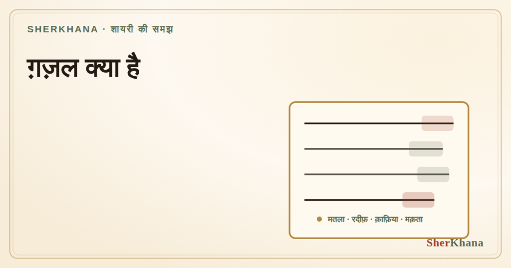 ग़ज़ल क्या है — रदीफ़, क़ाफ़िया, मतला, मक़ता